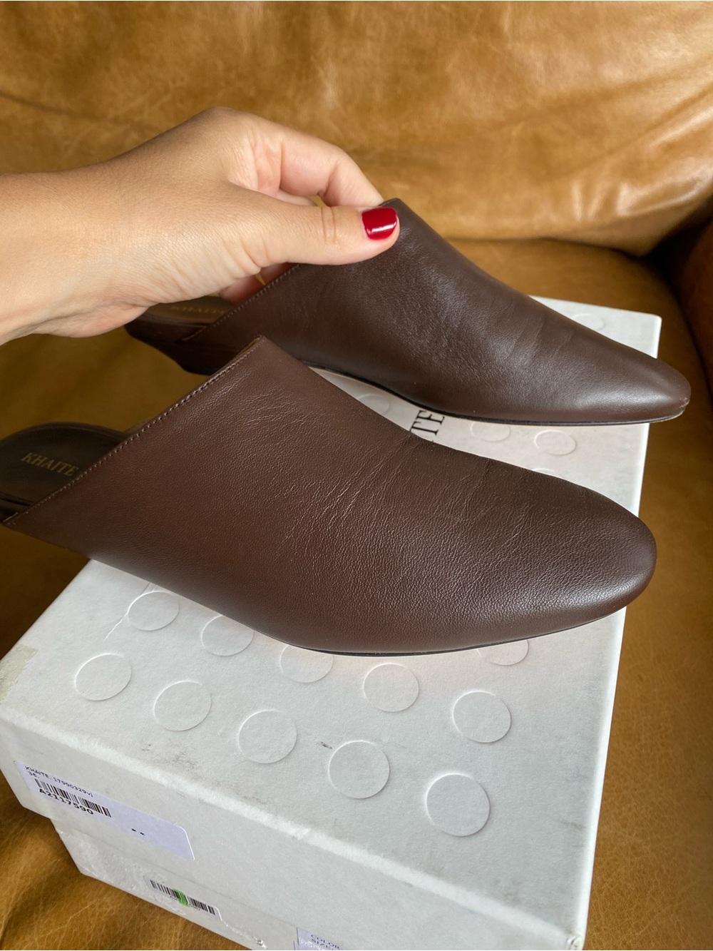 Khaite Otto Brown Leather Mules. Size 36. - Picture 5 of 15
